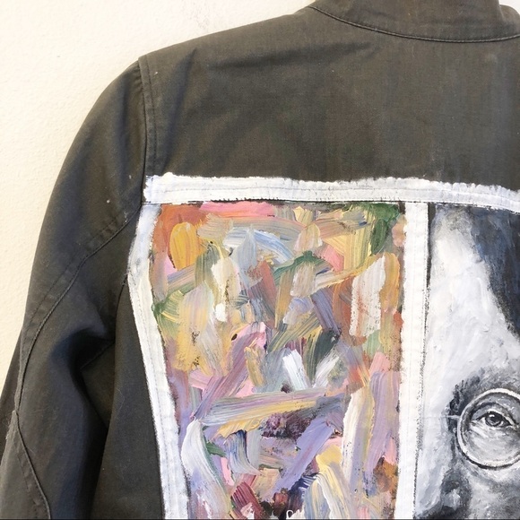 J. CREW Custom Hand Painted Boyfriend Field Jacket Size Small in Olive Green - Picture 8 of 12